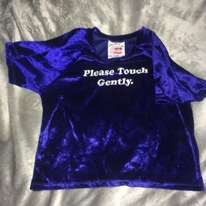 O-mighty “please touch gently” crop top